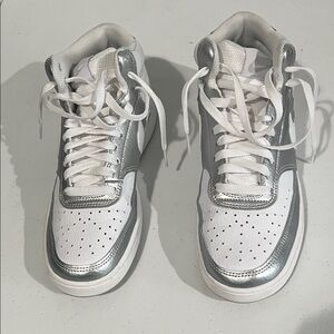 Nike White and Silver Athletic Shoes